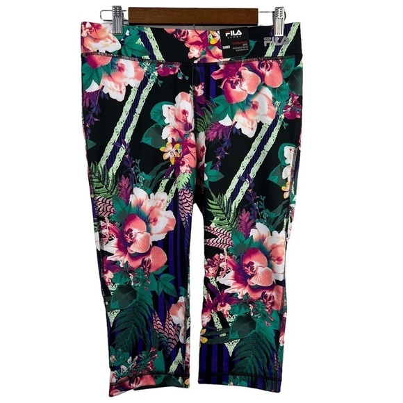 FILA SPORT LIVE IN‎ MOTION SKIMMER CROPPED NEW WITH TAGS FLORAL PRINT LEGGINGS - Picture 1 of 8